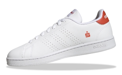 Zeige Details für FI Sneaker  Weißer Sneaker mit roter Hake, rotes Sparkassenlogo seitlich